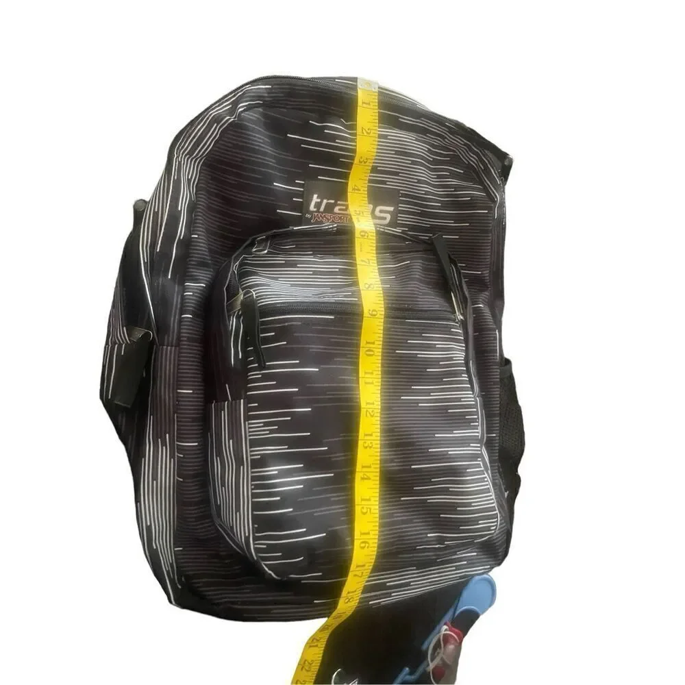 Jansport Unisex Black Striped Adjustable Shoulder Straps Trans Backpack